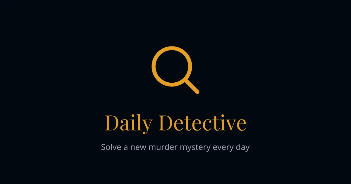 Daily Detective logo with a magnifying glass: solve a new murder mystery every day