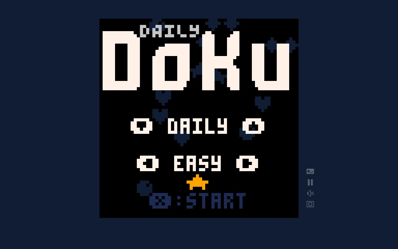 The Daily Doku title menu in the browser with DAILY selected, EASY difficulty with one star, and the start button prompt