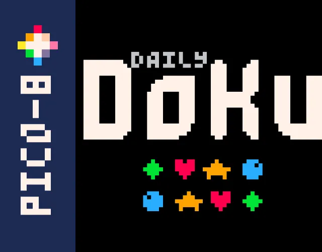 Daily Doku's cover art: the pixel title DAILY DOKU over a green sparkle, red heart, orange star and blue ball, with a PICO-8 band on the left