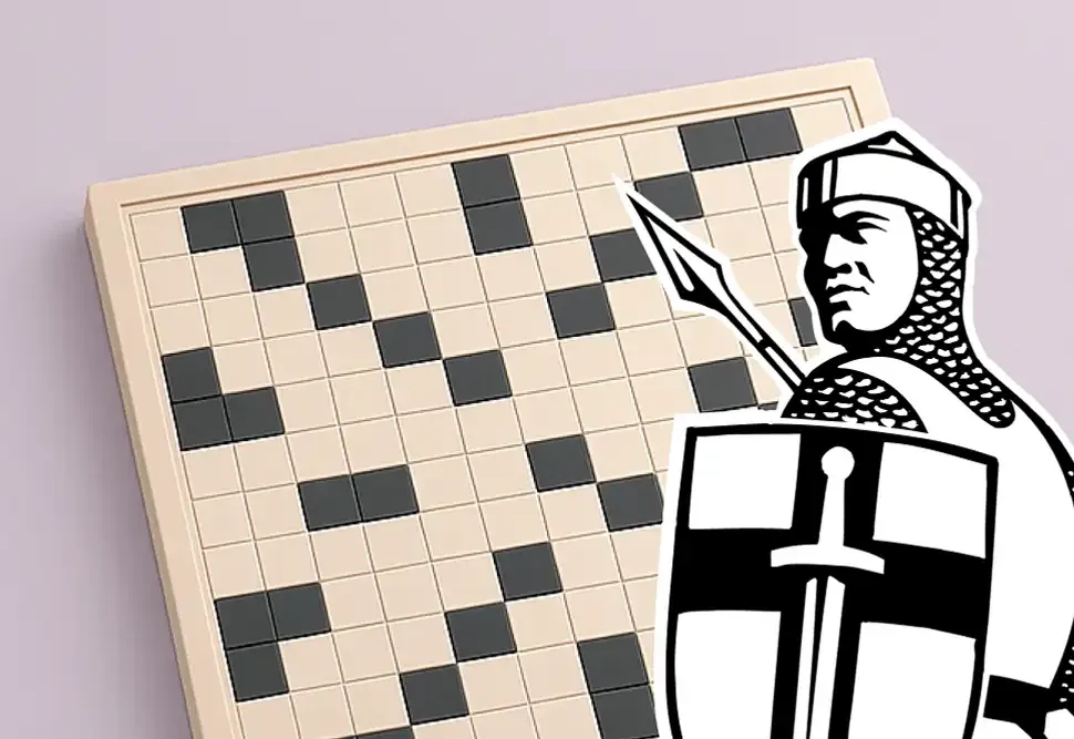 The Crusader Crossword teaser: a crossword grid with the Express crusader