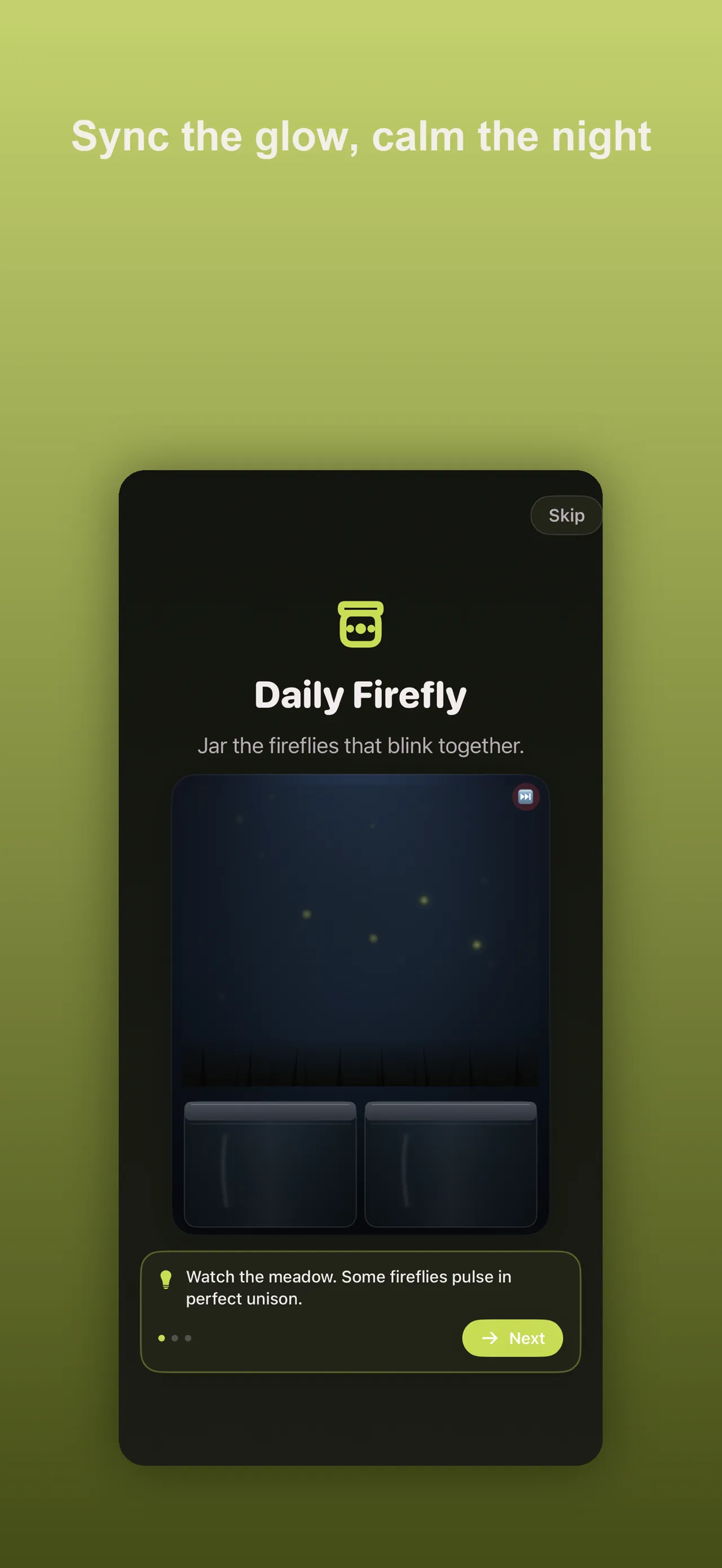 Daily Firefly's tutorial: a meadow of fireflies and the instruction that some pulse in perfect unison