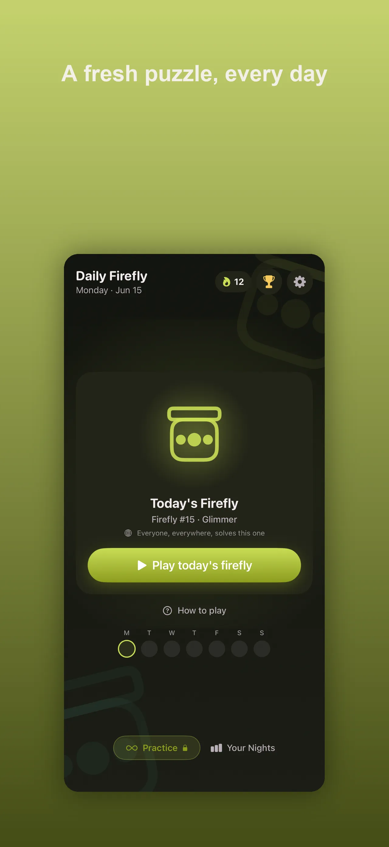 Daily Firefly's home screen: Today's Firefly, Firefly #15, Glimmer, everyone everywhere solves this one