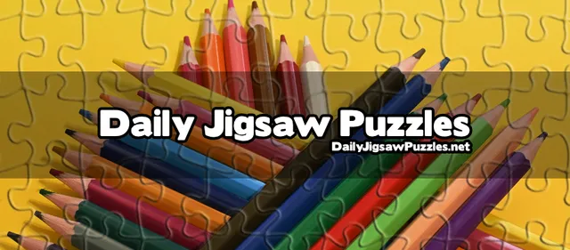 Daily Jigsaw Puzzles banner: coloured pencils under a jigsaw piece pattern