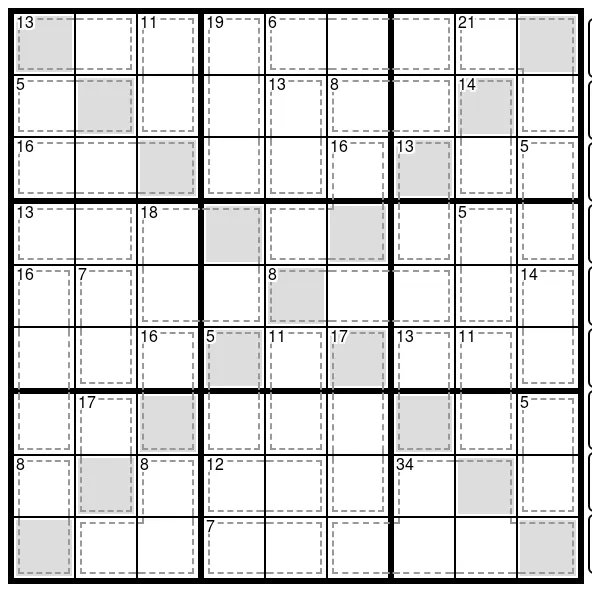 The Special Daily Killer Sudoku of 28 October 2026: an empty 9x9 Killer Sudoku X grid with dotted cages, cage sums in the corners and grey diagonal cells