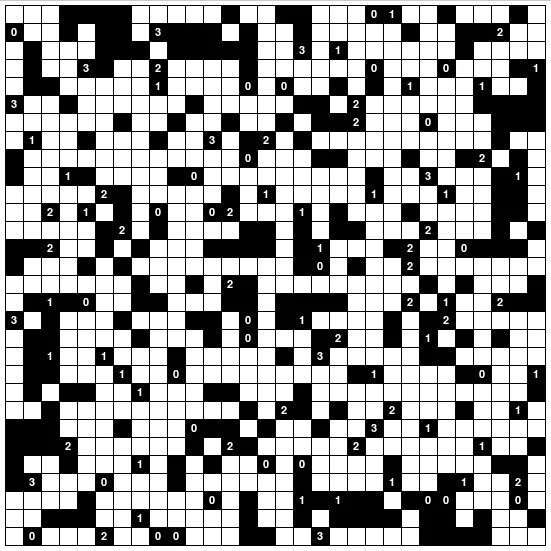 The Special Daily Light Up board on puzzle-light-up.com: a large grid of white cells and black walls, some walls numbered 0 to 3