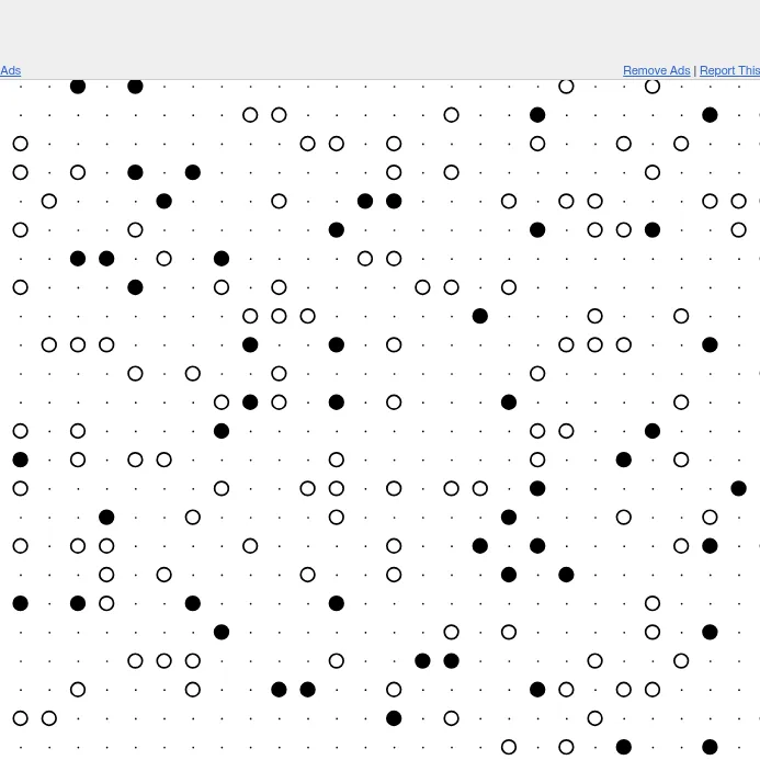 An earlier Special Daily Masyu on puzzle-masyu.com: a large field of dots with black and white circles to thread one loop through