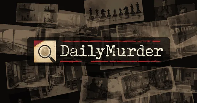 Daily Murder banner: the wordmark over a collage of sepia case scenes