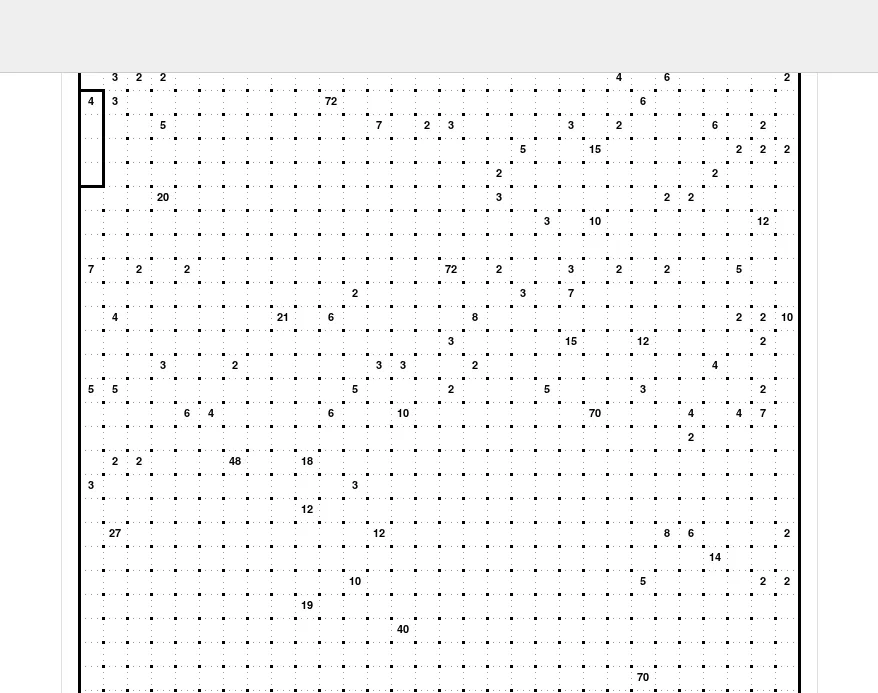 Part of the 22 October 2026 Special Daily Shikaku at desktop size, with one 1x4 rectangle drawn around the 4 in the left column