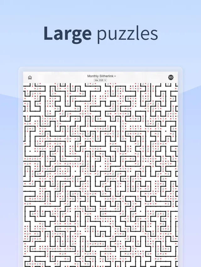 A large monthly Slitherlink loop in the PuzzleGym app
