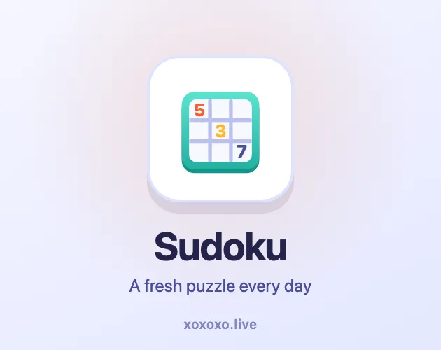 Daily Sudoku (xoxoxo.live) icon: a small sudoku grid with the digits 5, 3 and 7, above the words Sudoku, A fresh puzzle every day