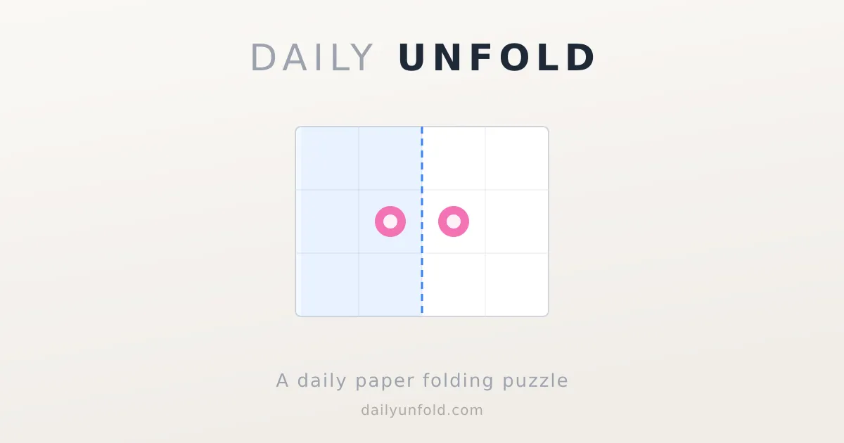 Daily Unfold card: a sheet of paper with a dashed fold line and two mirrored holes