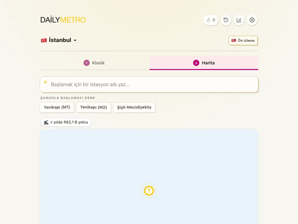DailyMetro Istanbul Map mode before the first guess