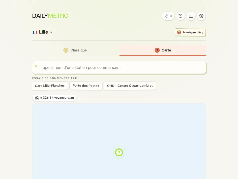 DailyMetro Lille Map mode before the first guess