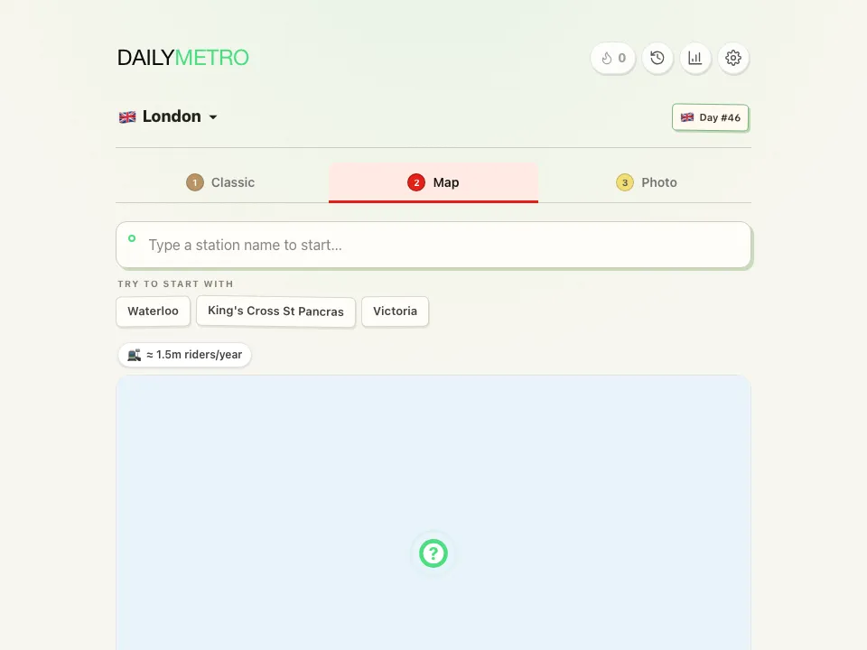 DailyMetro London Map mode before the first guess