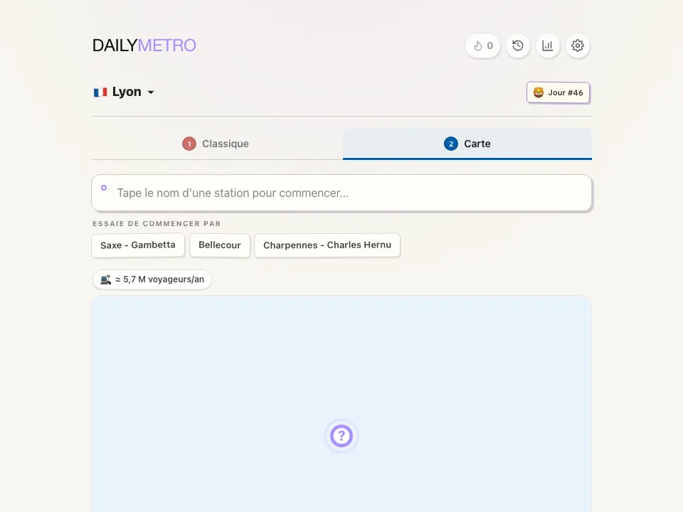 DailyMetro Lyon Map mode before the first guess