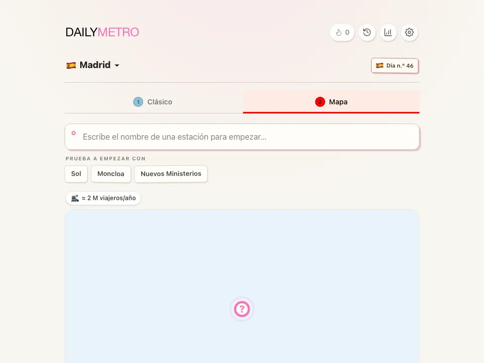 DailyMetro Madrid Map mode before the first guess