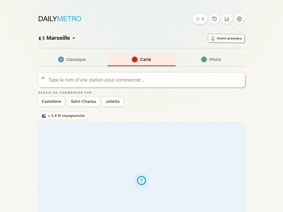 DailyMetro Marseille Map mode before the first guess