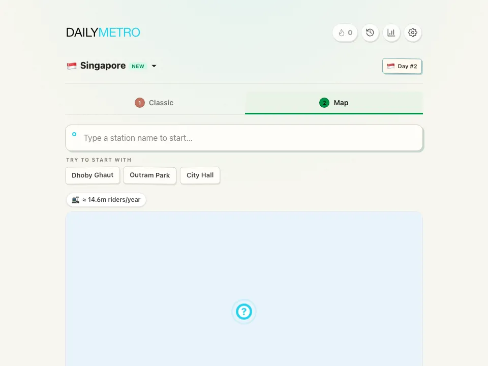 DailyMetro Singapore Map mode before the first guess