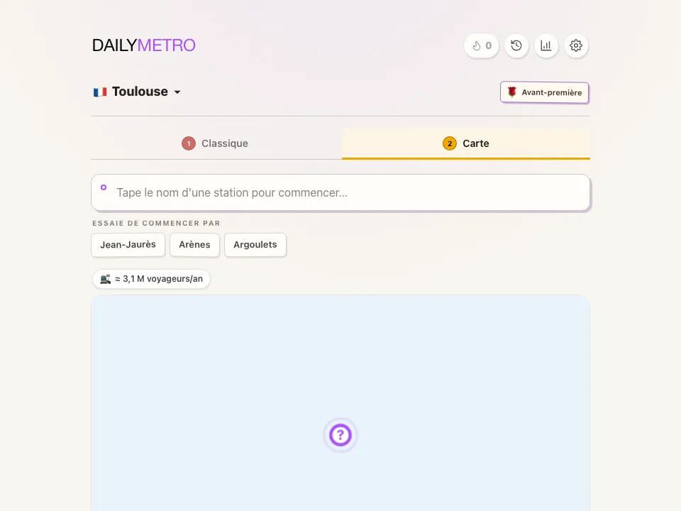 DailyMetro Toulouse Map mode before the first guess