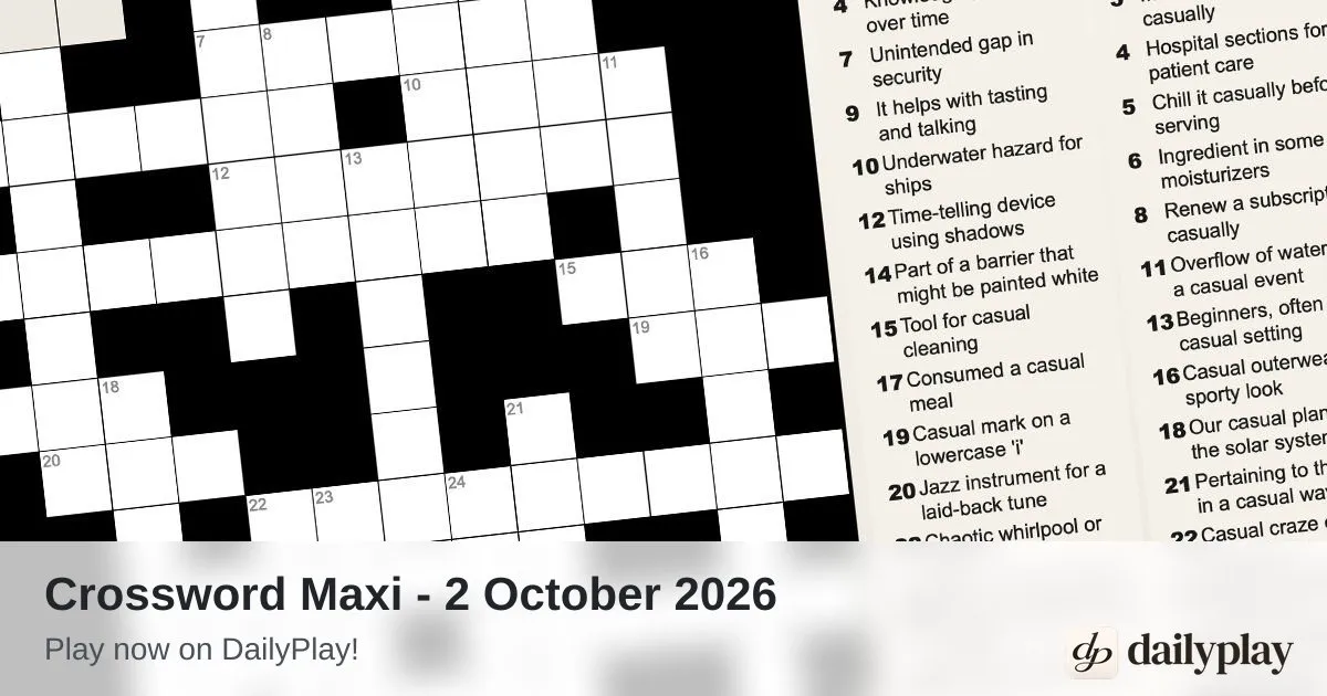 DailyPlay Crossword Maxi: the puzzle for 2 October 2026