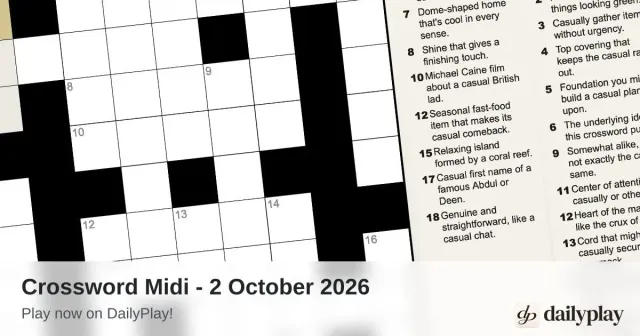 DailyPlay Crossword Midi: the puzzle for 2 October 2026