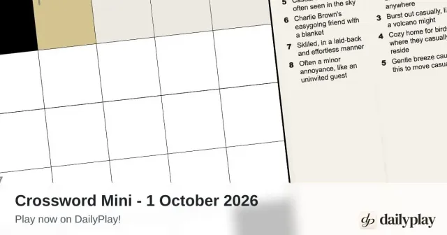 A DailyPlay Crossword Mini grid beside a list of clues