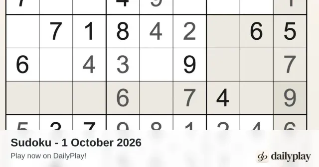 Part of a DailyPlay sudoku grid with some digits filled in