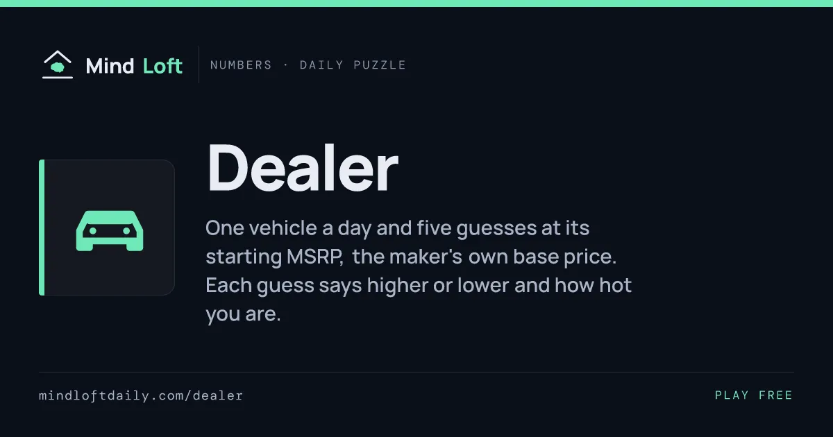 Dealer title card from Mind Loft: the game's icon, name and one-line description