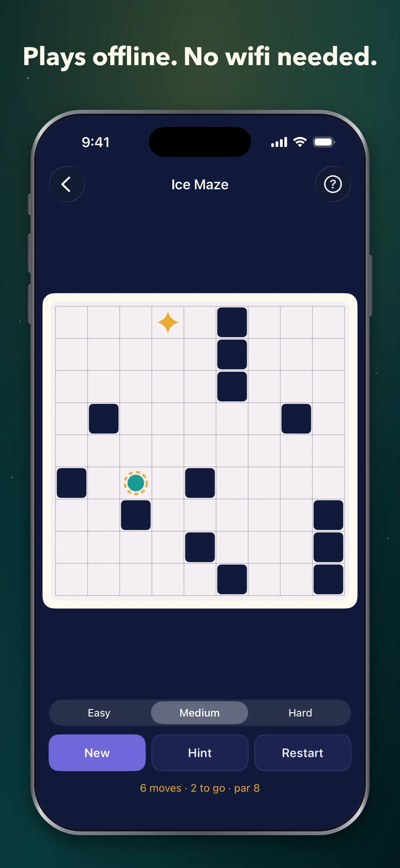 A Deduce Daily Ice Maze board with blocks, a ball and a star goal