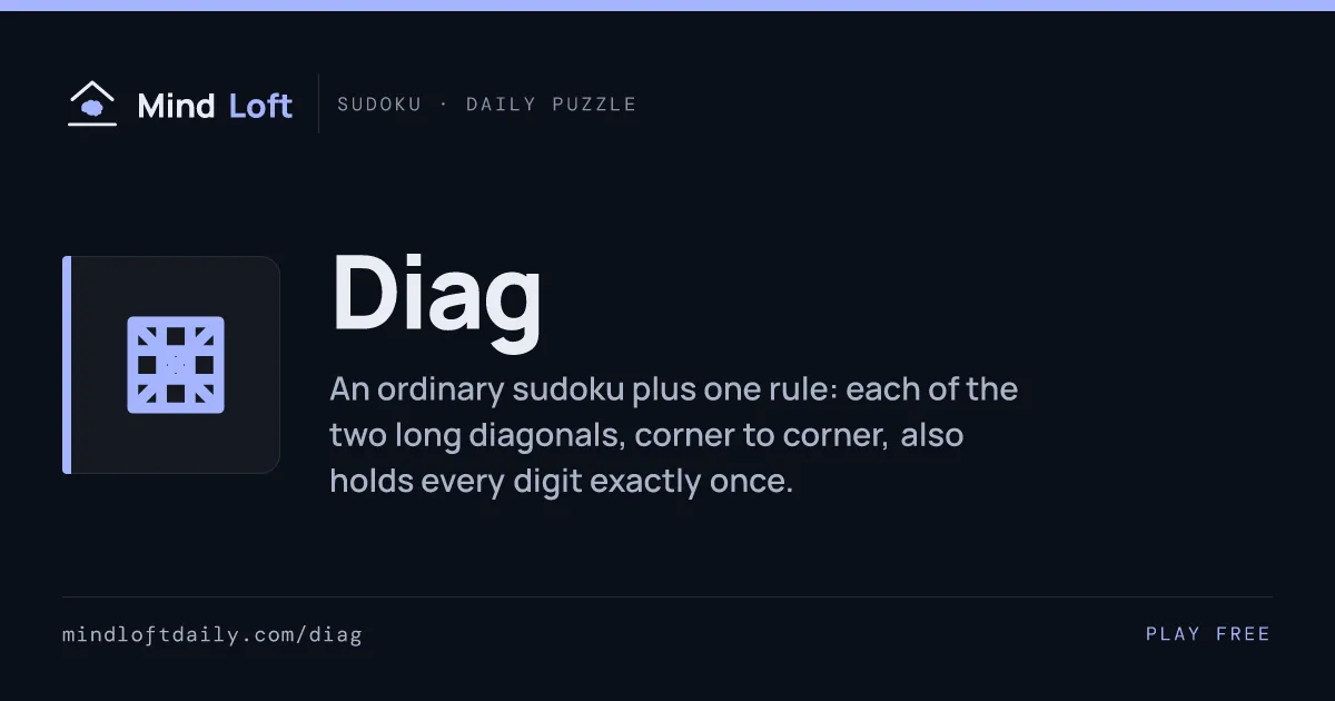 Diag title card from Mind Loft: the game's icon, name and one-line description