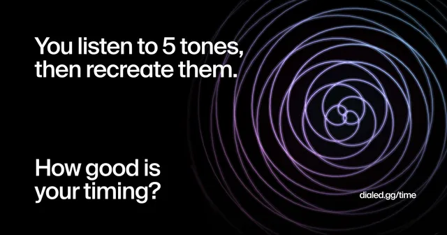 Dialed Time card with concentric purple rings and the question How good is your timing?