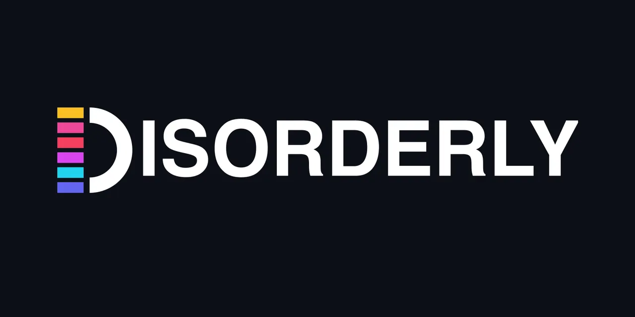 Disorderly logo: the word DISORDERLY with a stack of coloured bars forming the D