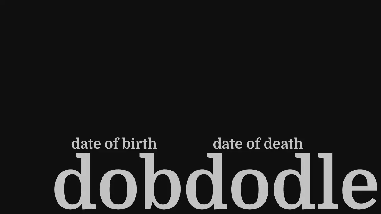 The dobdodle logo under the words date of birth and date of death