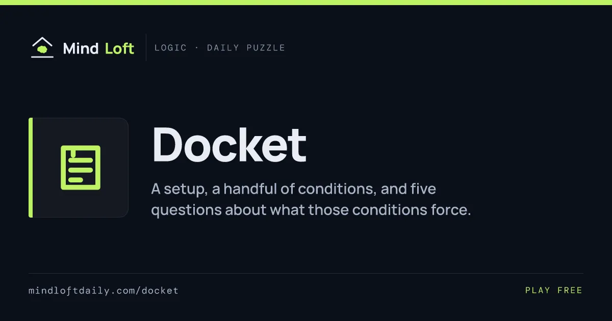 Docket title card from Mind Loft: the game's icon, name and one-line description