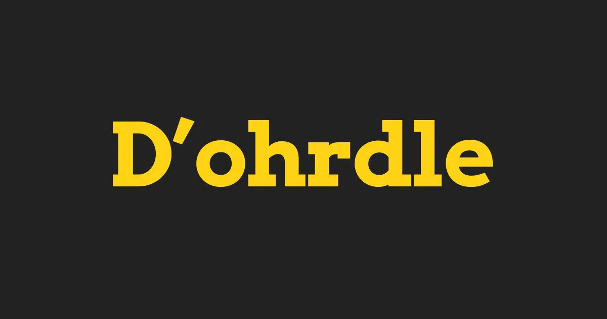 The D'ohrdle logo in yellow letters on a dark grey background