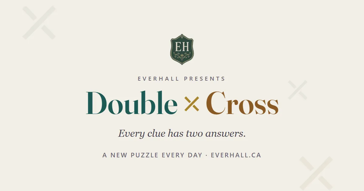 Double Cross share card from Everhall: every clue has two answers