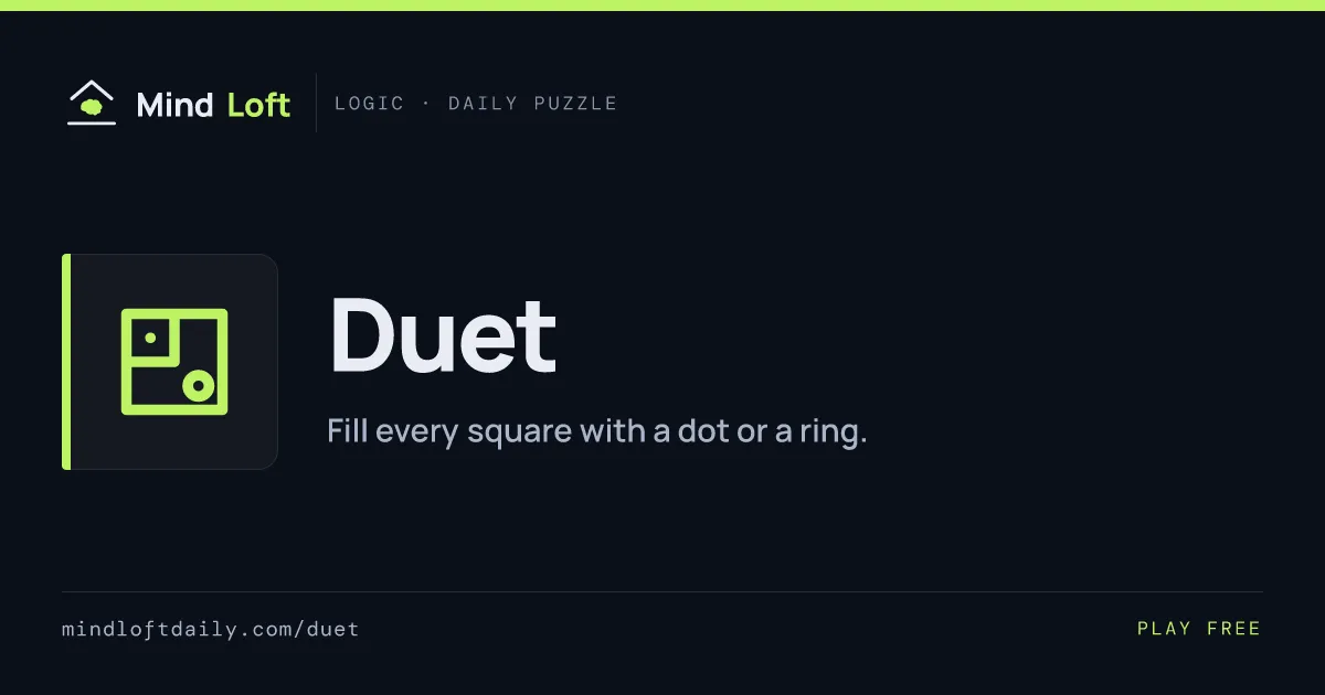 Duet title card from Mind Loft: the game's icon, name and one-line description