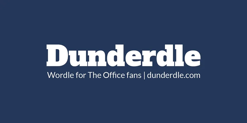 The Dunderdle logo in white on navy, with the line Wordle for The Office fans