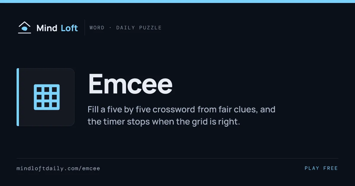 Emcee title card from Mind Loft: the game's icon, name and one-line description