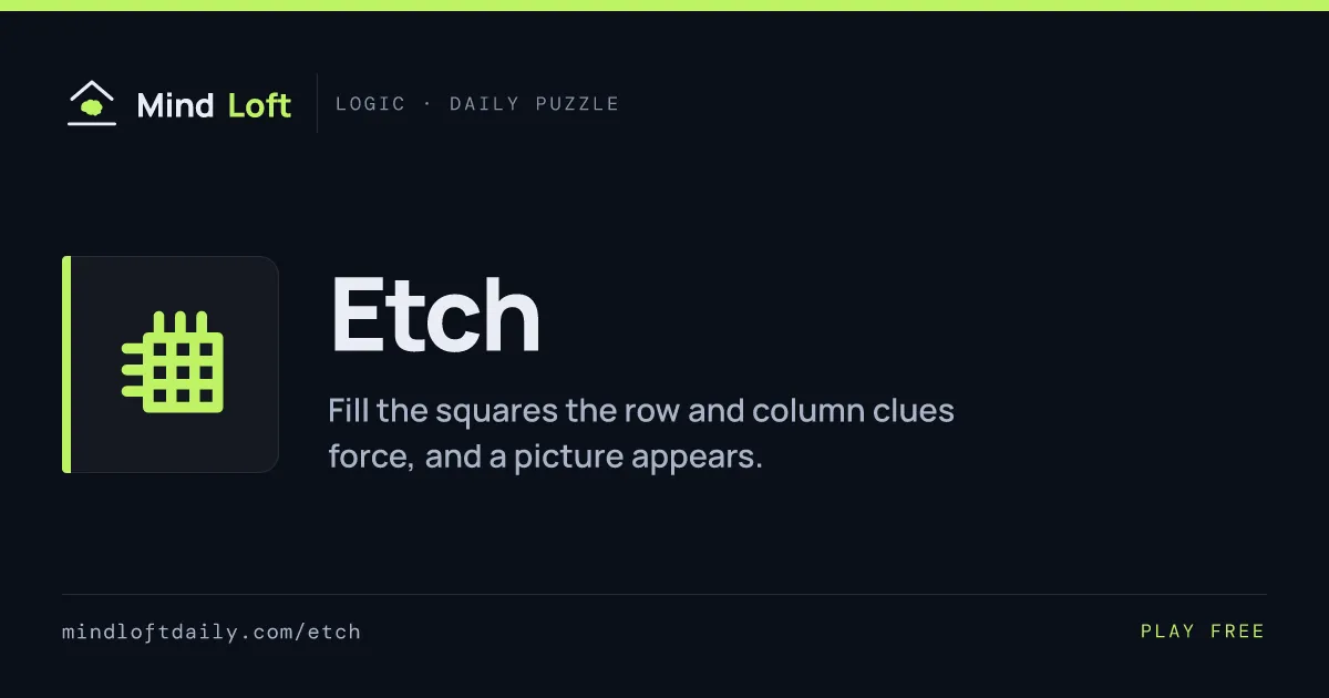 Etch title card from Mind Loft: the game's icon, name and one-line description