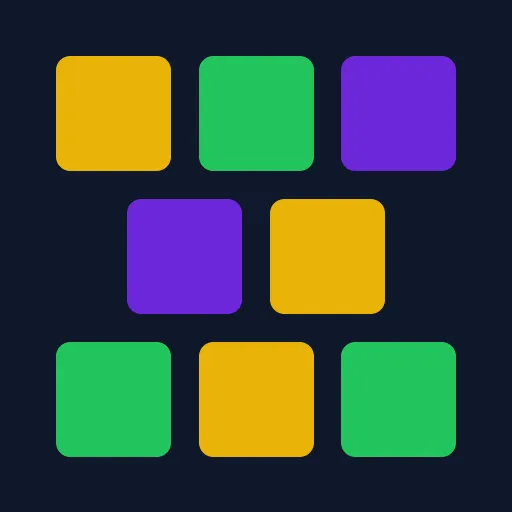 Expresso's icon: coloured tiles in yellow, green and purple on a dark background