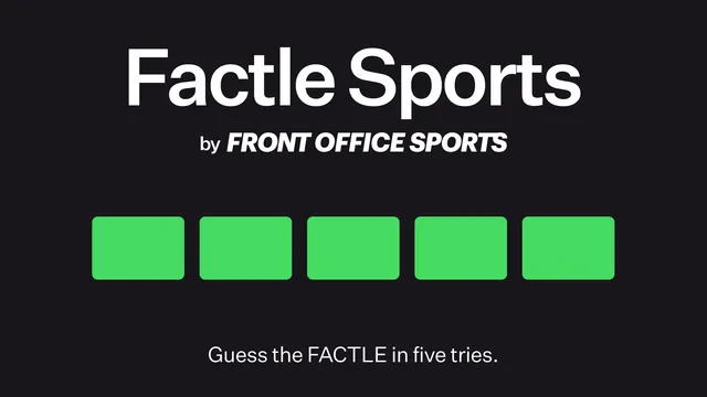 Factle Sports by Front Office Sports title card with five green tiles
