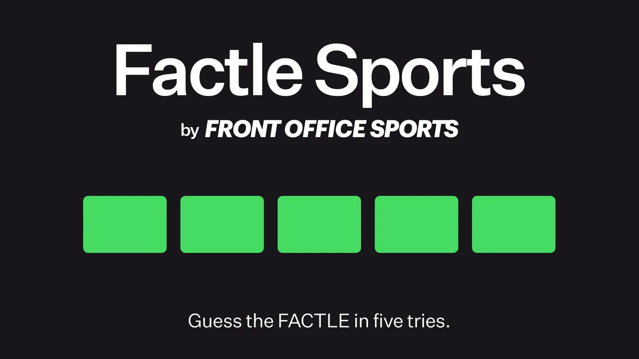 Factle Sports by Front Office Sports title card with five green tiles