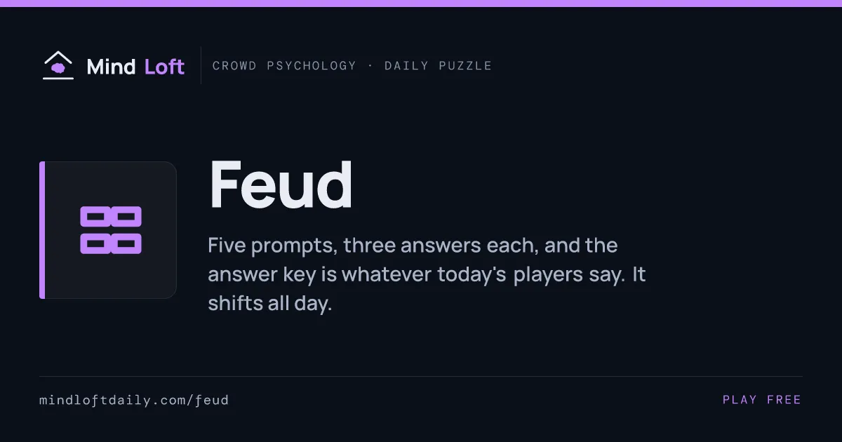 Feud title card from Mind Loft: the game's icon, name and one-line description