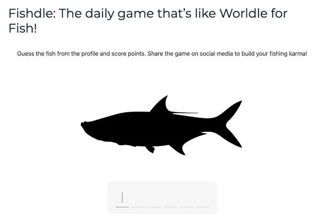 Fishdle screen with a black fish silhouette above empty letter slots