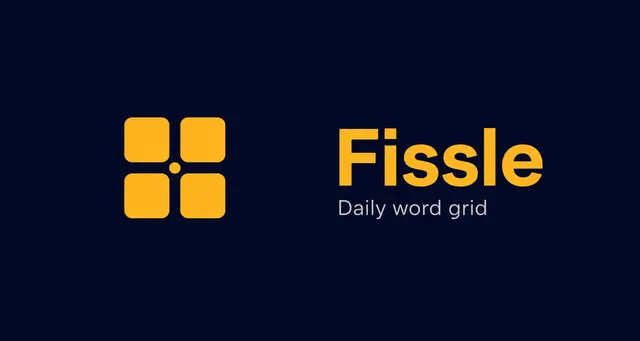 Fissle logo of four yellow tiles with the words Daily word grid