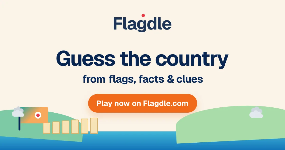 The Flagdle logo above the words Guess the country from flags, facts and clues