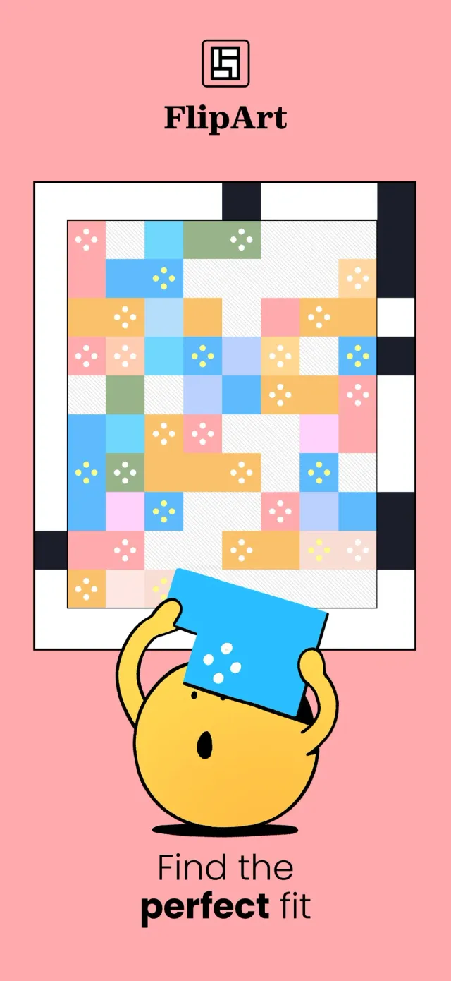 A Flipart board of coloured block shapes inside a frame