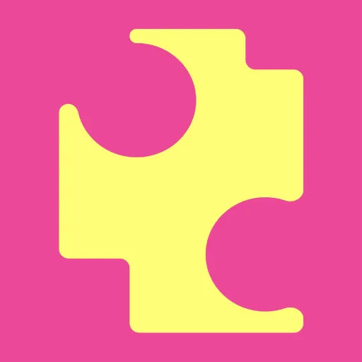 Flipple's icon: a yellow puzzle-piece shape on pink