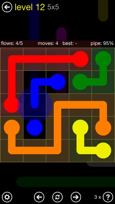 Flow Free board with coloured pipes, screenshot 1